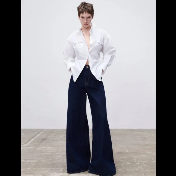 Zara White Jewel Detail Oversized Shirt - Picture 5 of 11